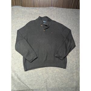 Polo Ralph Lauren Sweater Mens XXL Grey 1/4 Button Long Sleeve Pullover Vintage